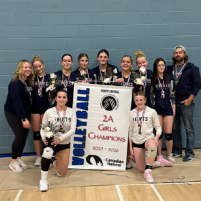 St. Joseph High (Whitecourt) Team History: The 2025 St. Joseph Saints senior high volleyball team had a short but a successful season—one marked by determination, skill, and teamwork. Early in the season, the Saints came home with a second place plaque. This strong play continued into league play, where they placed second at the GCAA finals. The highlight of the season came during the Zone Championship, where the team faced a tough battle, and after a hard-fought, emotionally charged match, the Saints won.